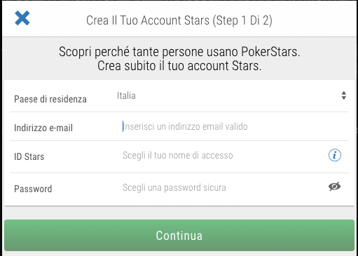 PokerStars Registrazione