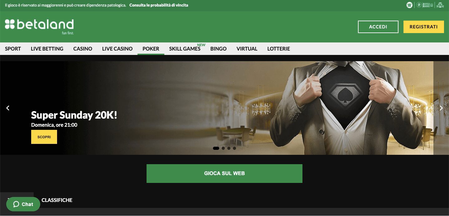Betaland Poker homepage