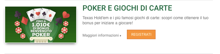 Sisal Poker Bonus Benvenuto