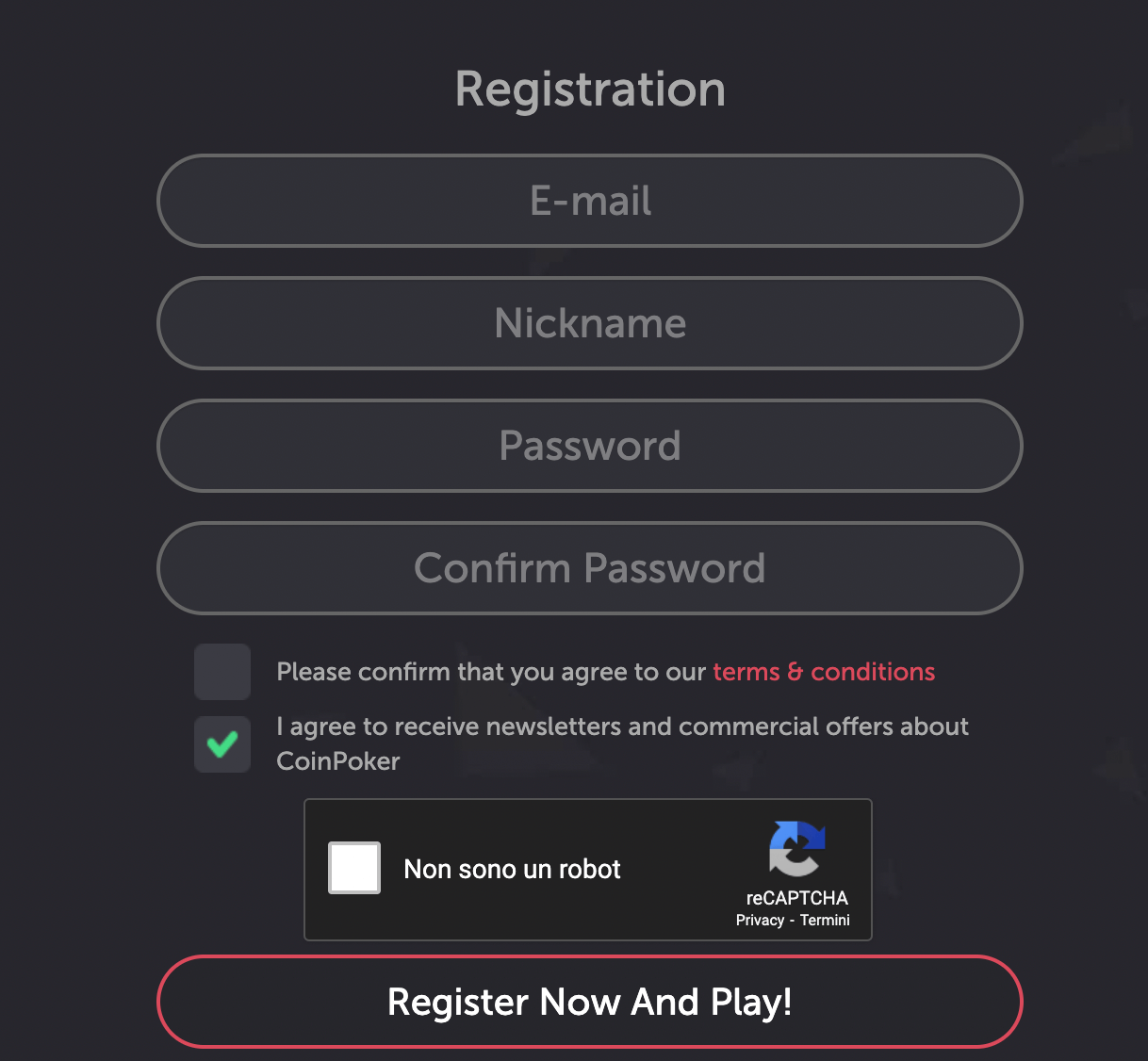 CoinPoker Registrazione